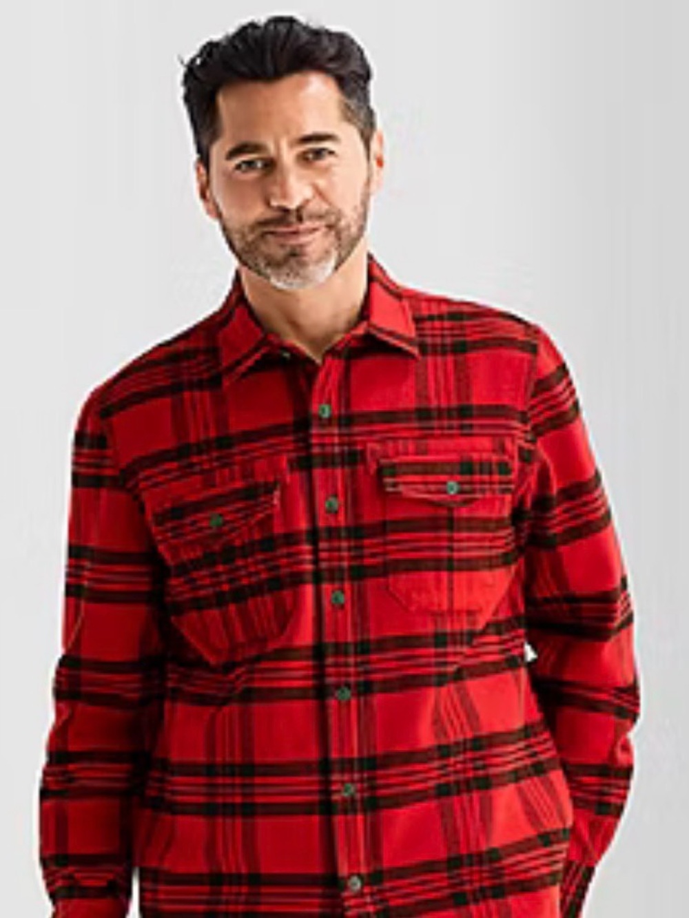 St John’s Bay Buffalo Plaid Shirt/Jacket Red Black Flannel Shacket Mens L